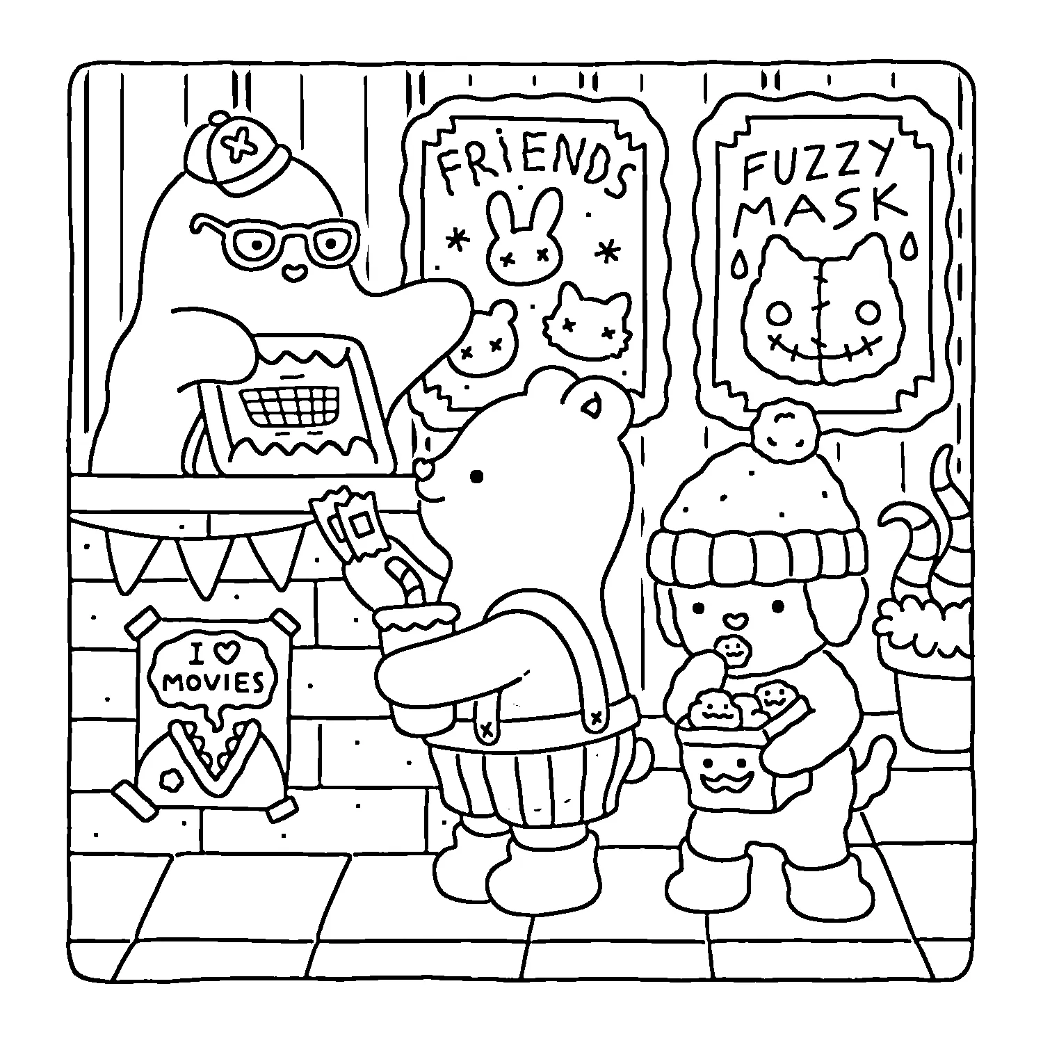 coloriage Spooky Cozy et découpage à imprimer