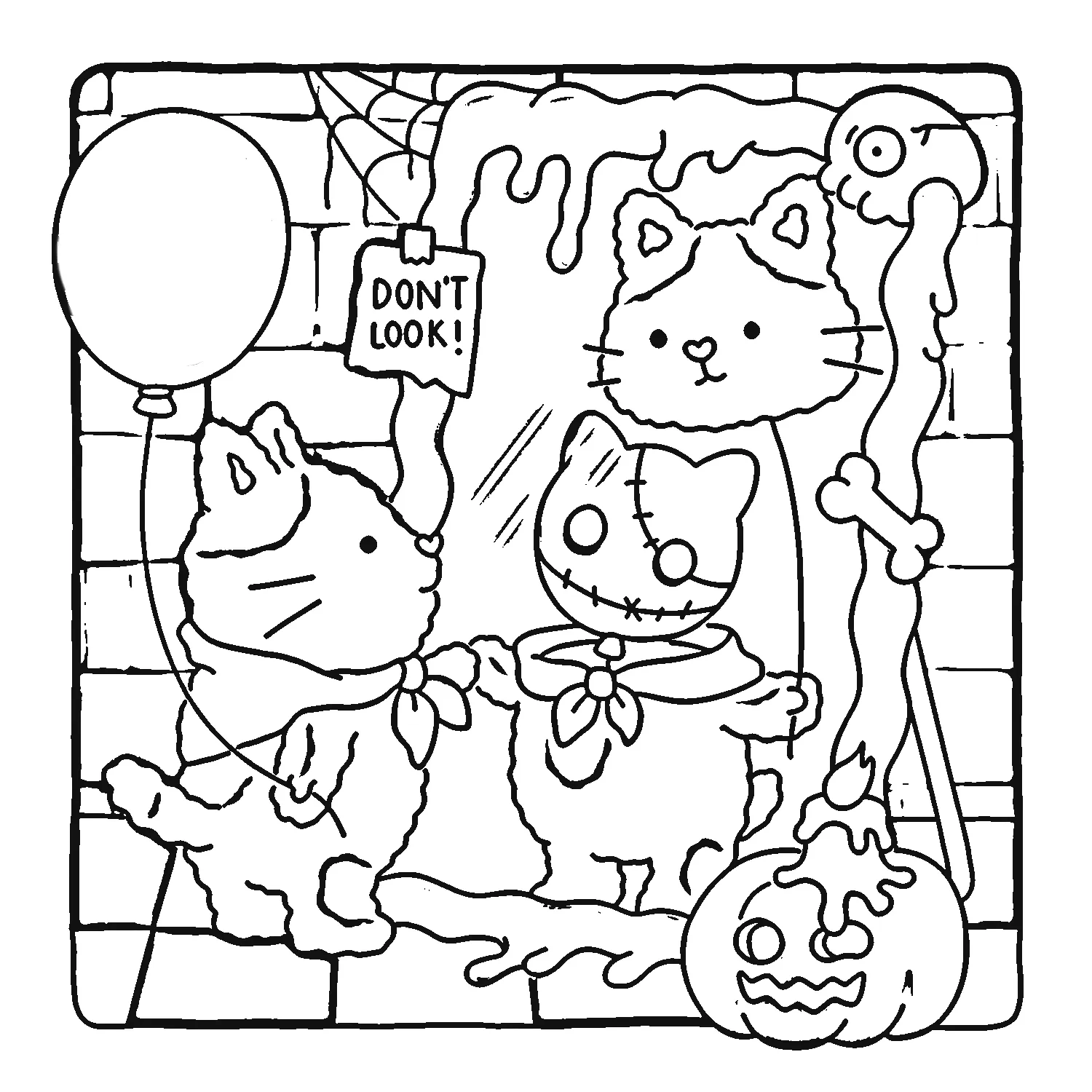 coloriage Spooky Cozy à imprimer kawaii