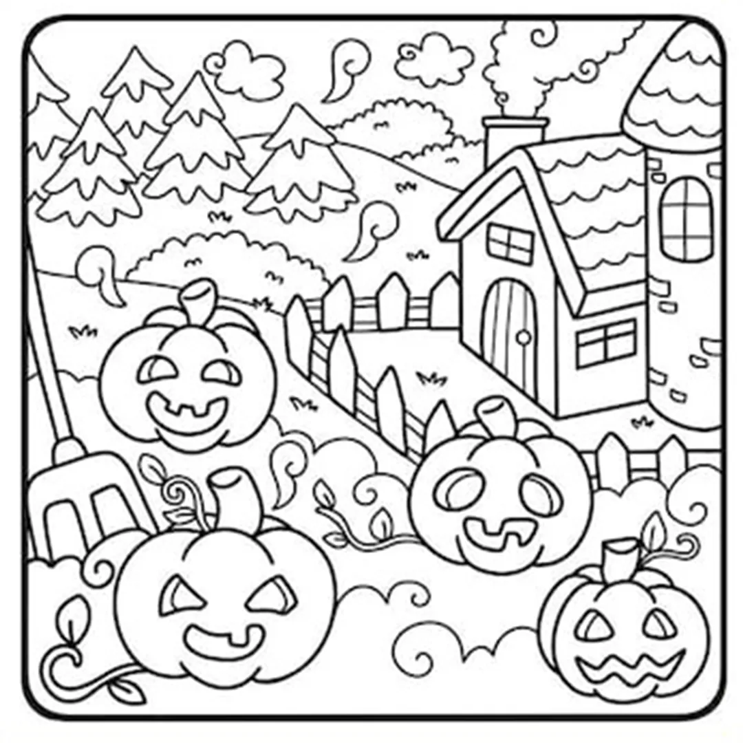 coloriage Spooky Cozy à imprimer pour enfant de 3 ans