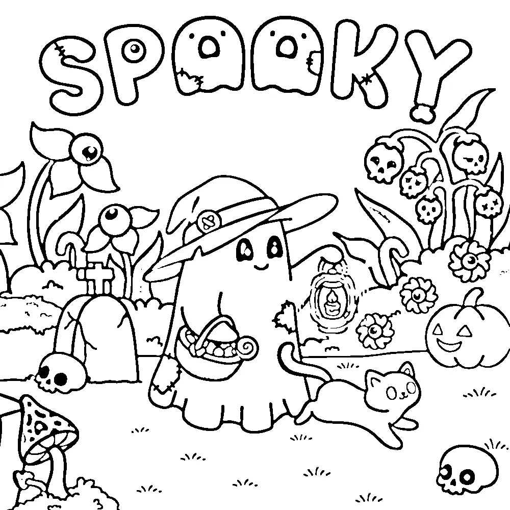 coloriage Spooky Cozy educatif pour enfant