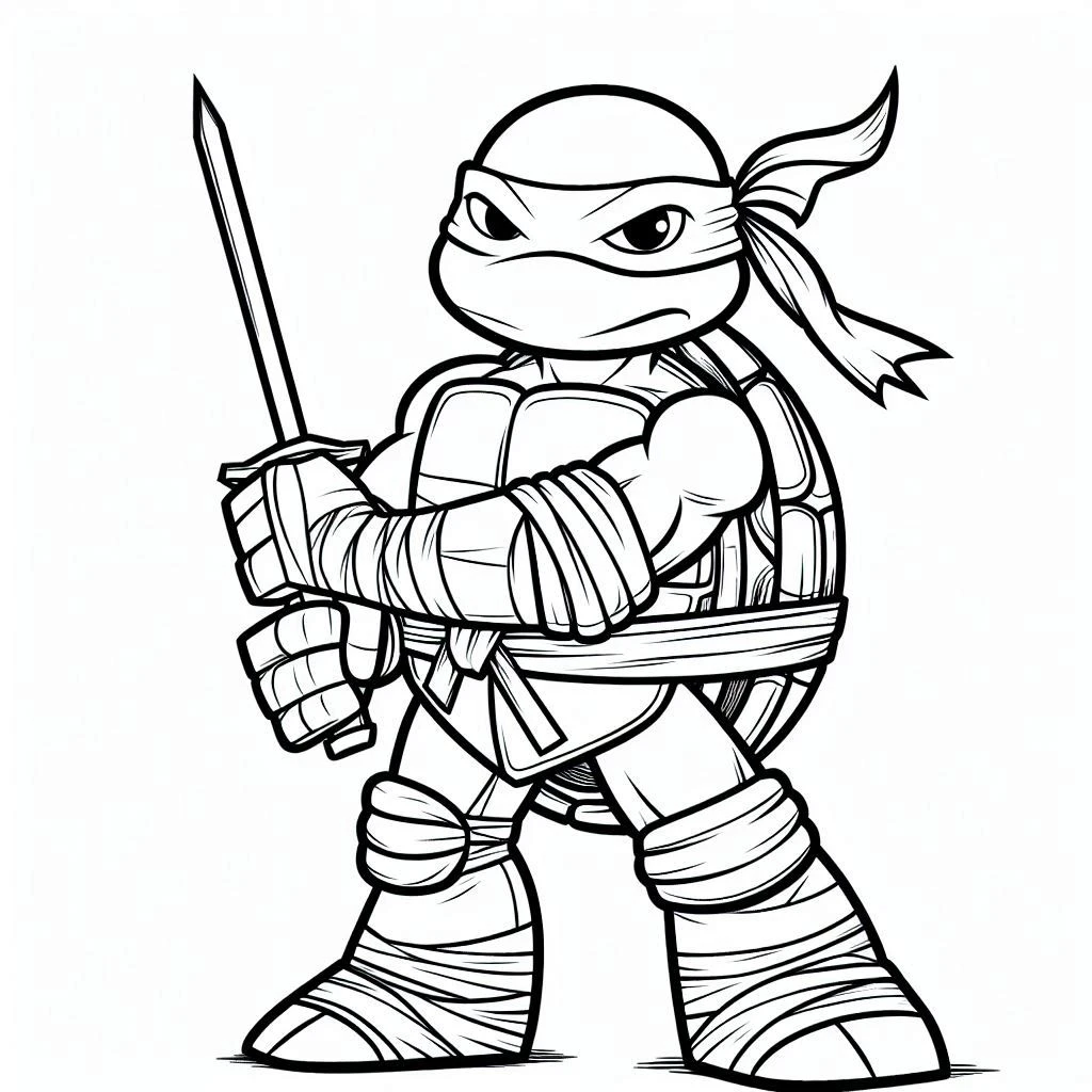 coloriage Tortue Ninja à imprimer pour enfant de 8 ans