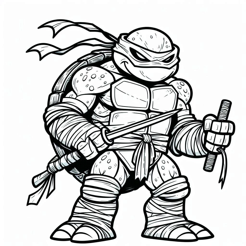 coloriage Tortue Ninja à imprimer pour enfant de 3 ans