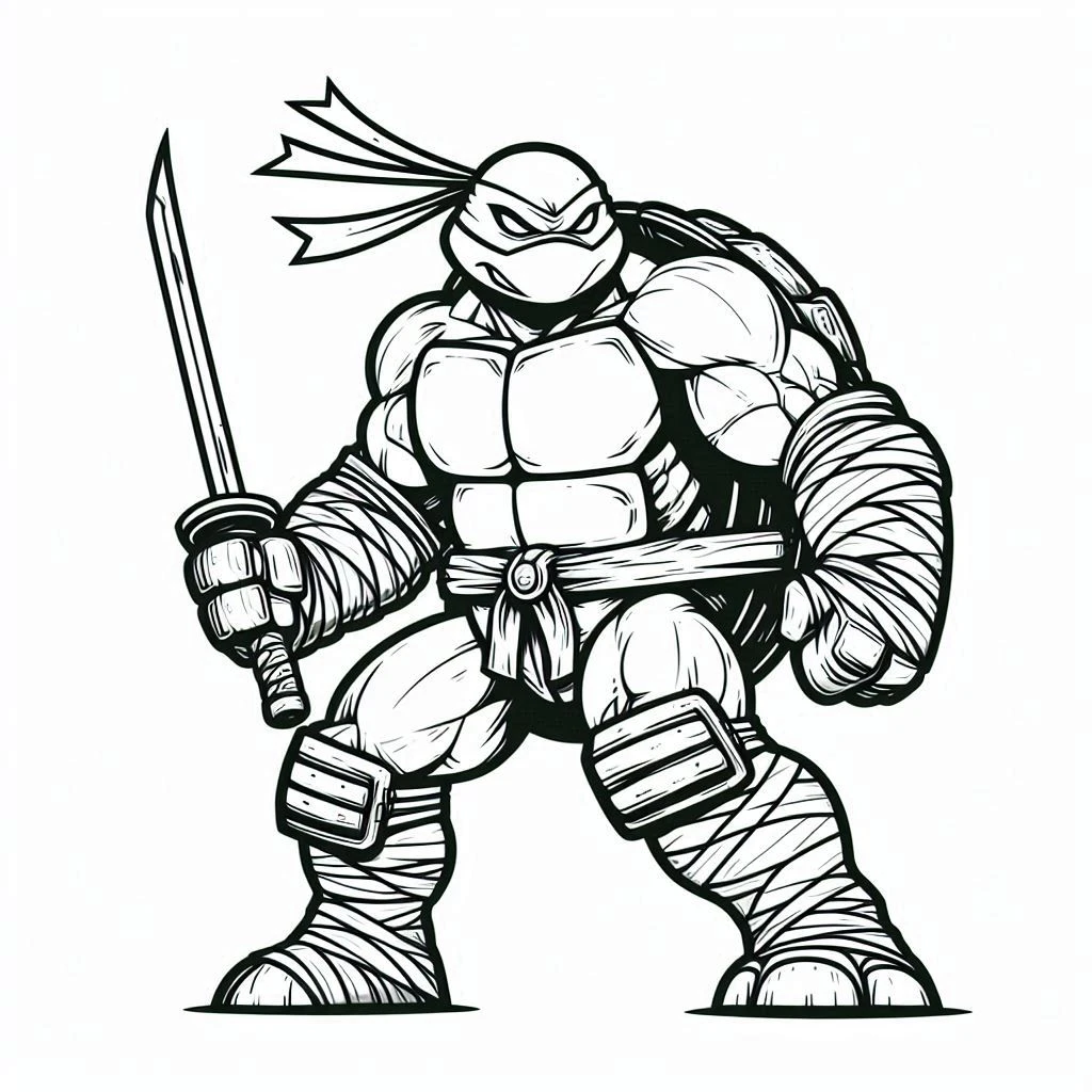 coloriage Tortue Ninja pour enfant de 5 ans