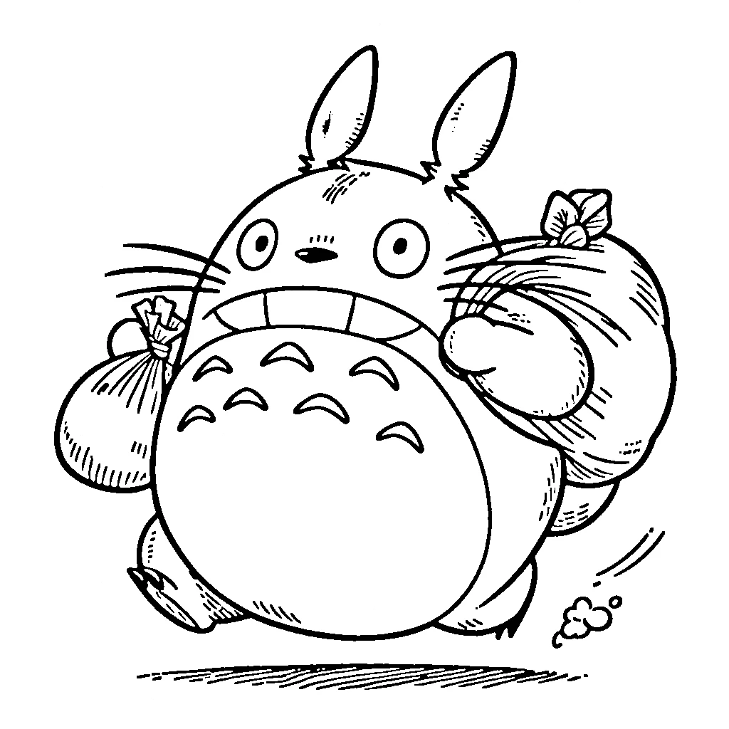 coloriage Totoro d'enfant a imprimer