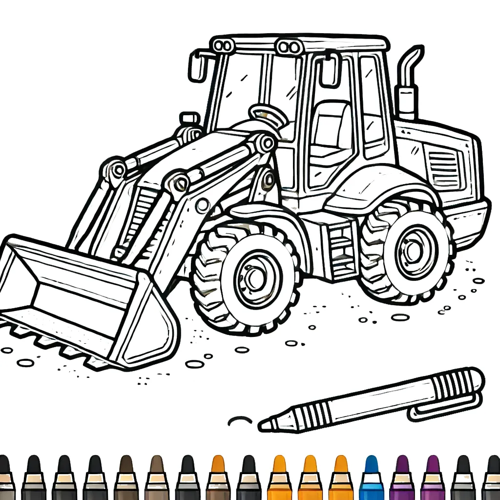 coloriage Tractopelle pour bebe a imprimer