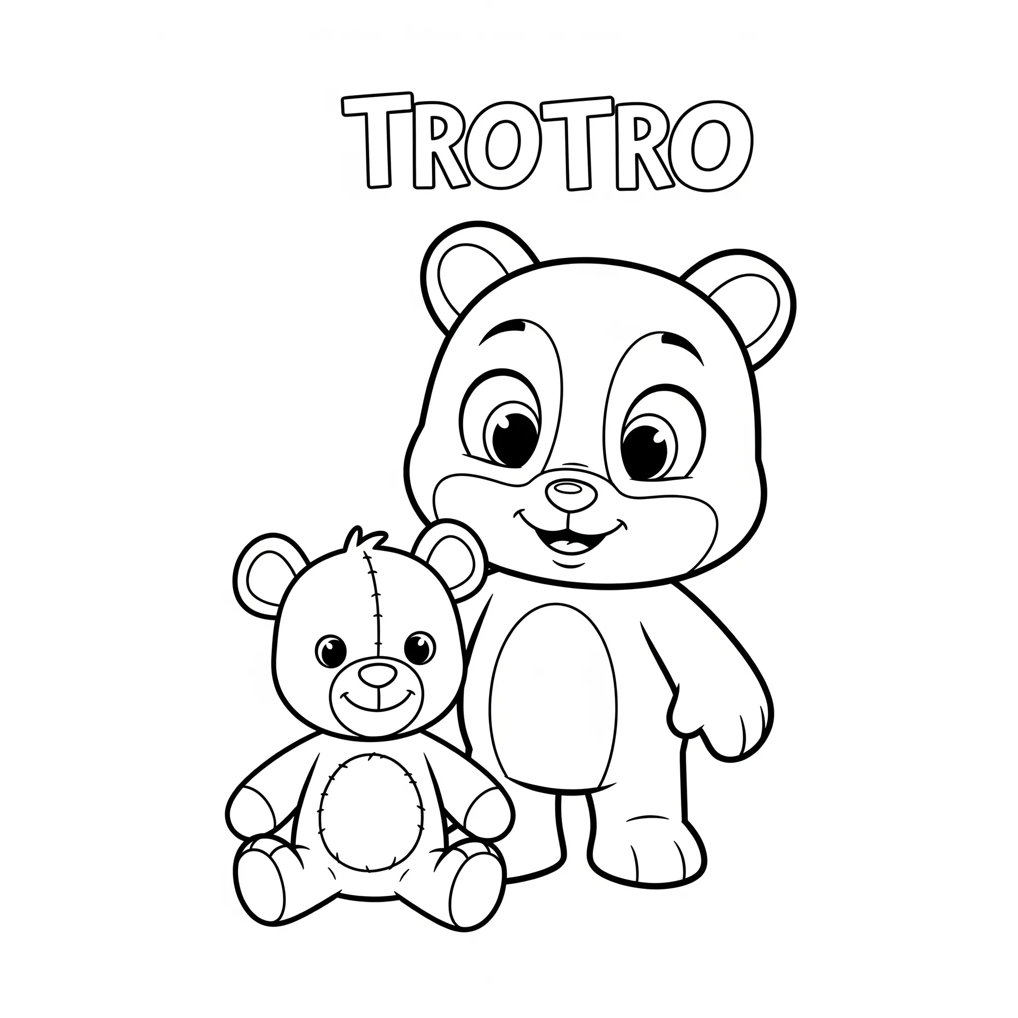 coloriage Trotro et son doudou à imprimer pour enfant de 3 ans