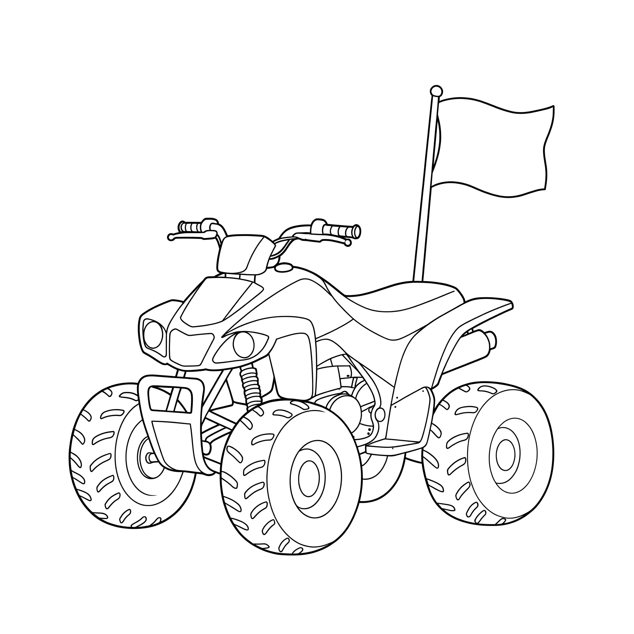 coloriage Un Quad avec un Drapeau pour enfants à télécharger