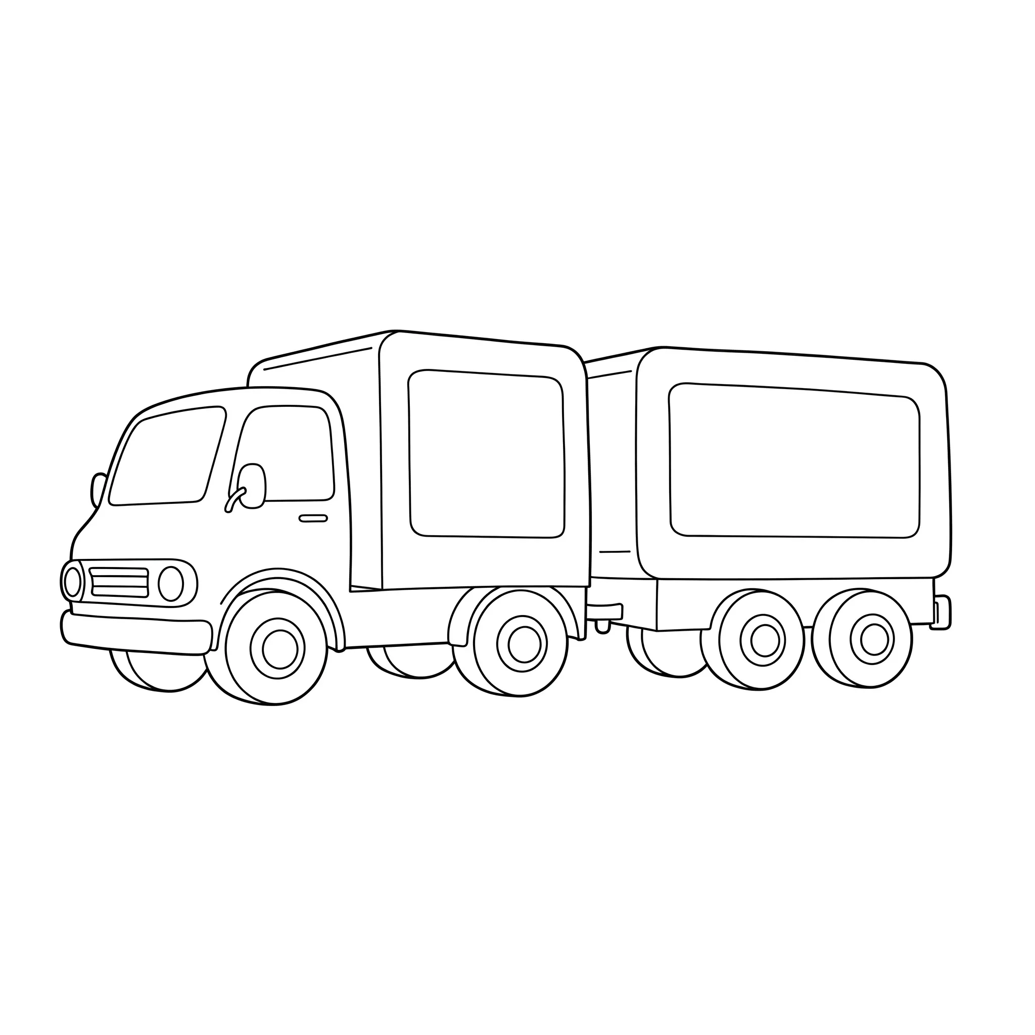 coloriage Un camion avec une remorque simple gratuit a imprimer