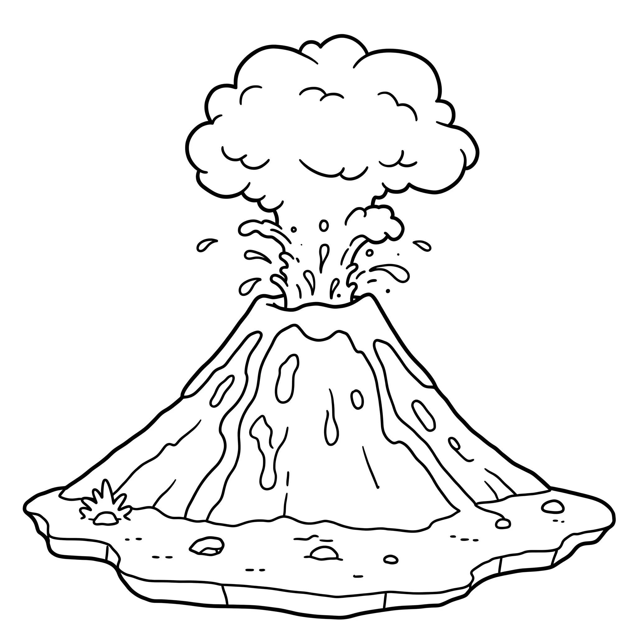 coloriage Un volcan en éruption pour enfant de 3 ans