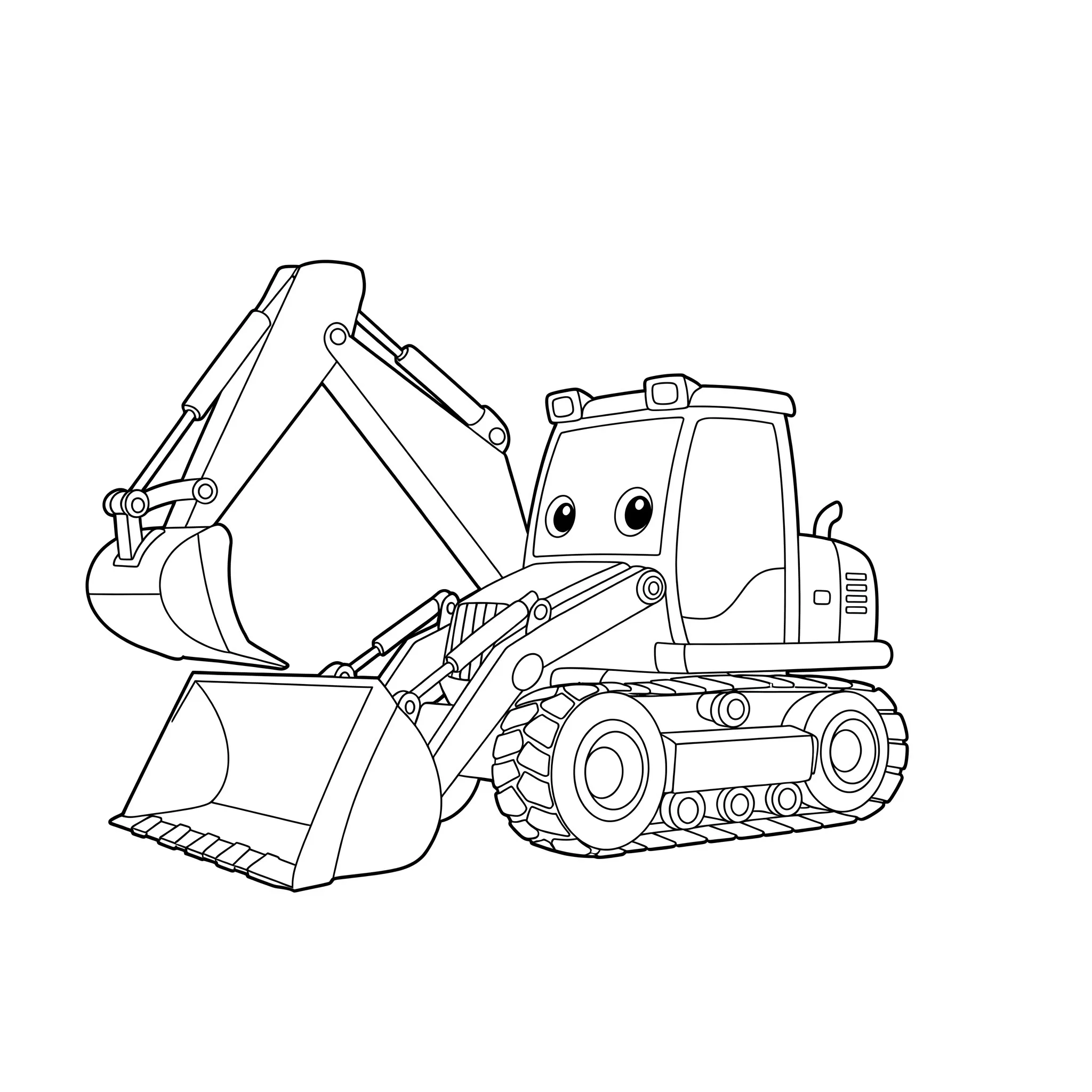 coloriage Une tractopelle amicale a imprimer