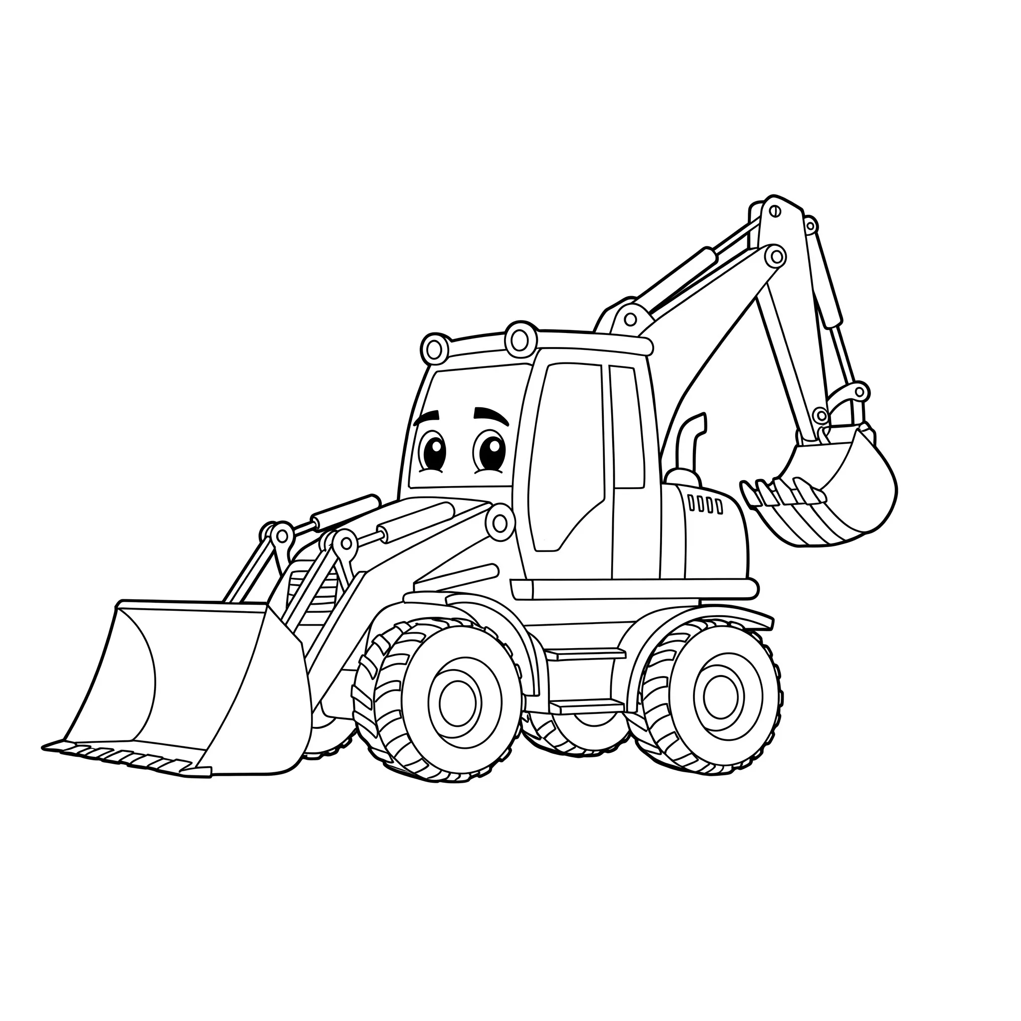 télécharger coloriage Une tractopelle de profil gratuit