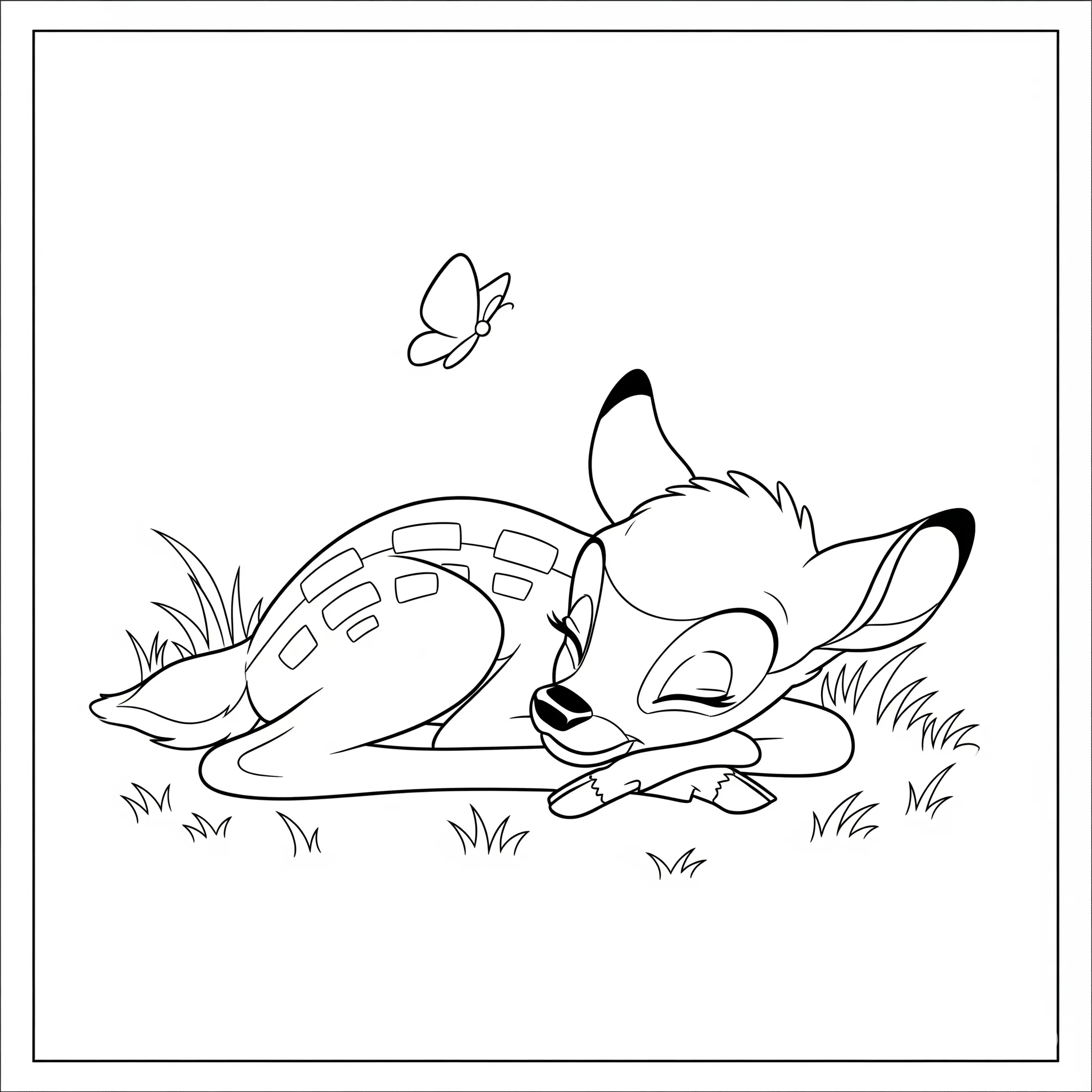 coloriage Bambi le faon endormi à imprimer gratuit