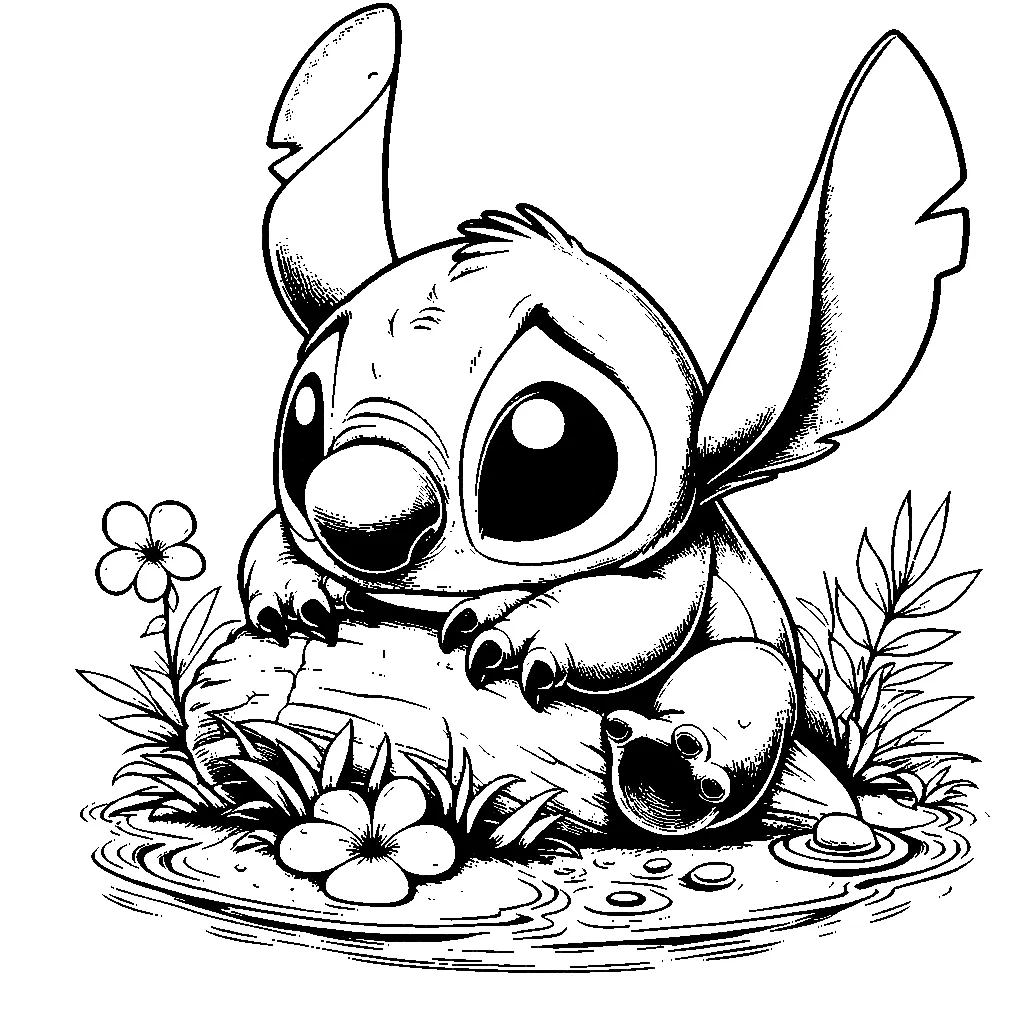 coloriage Nouveaux Stitch pour enfant de 4 ans