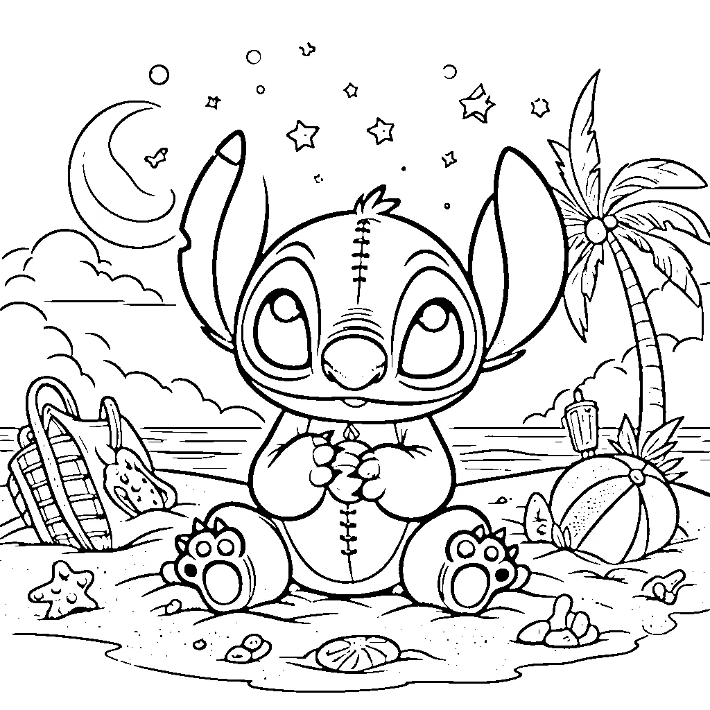 image de coloriage Nouveaux Stitch pour enfant