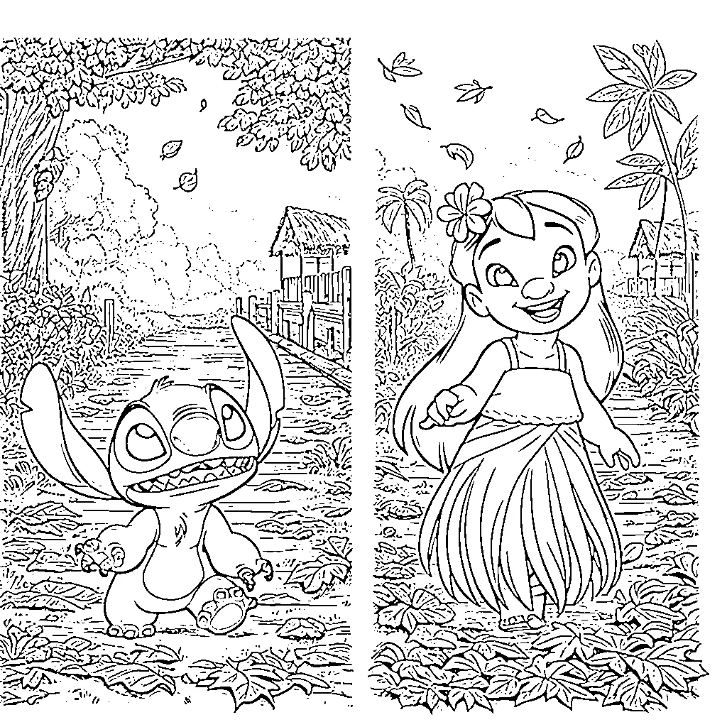 coloriage Nouveaux Stitch à imprimer kawaii 1