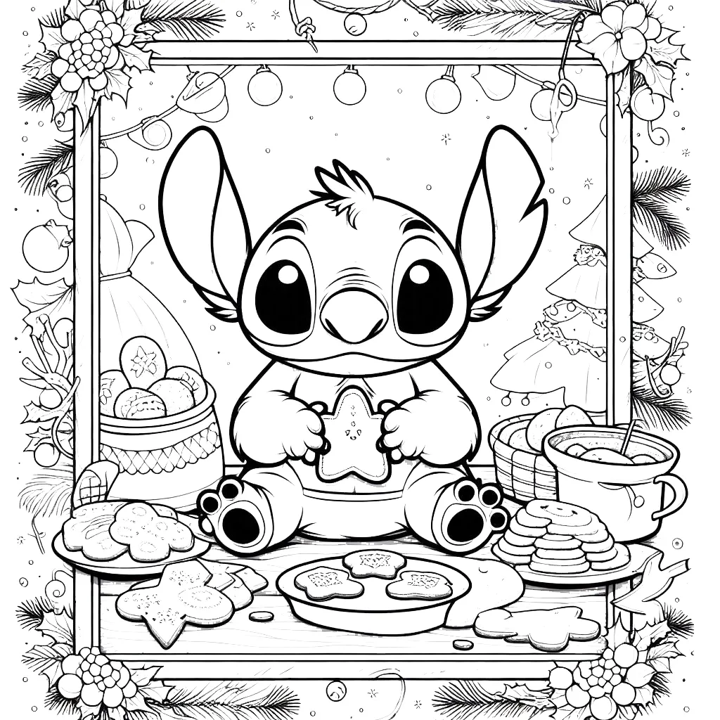 coloriage Nouveaux Stitch à imprimer pour enfant de 4 ans