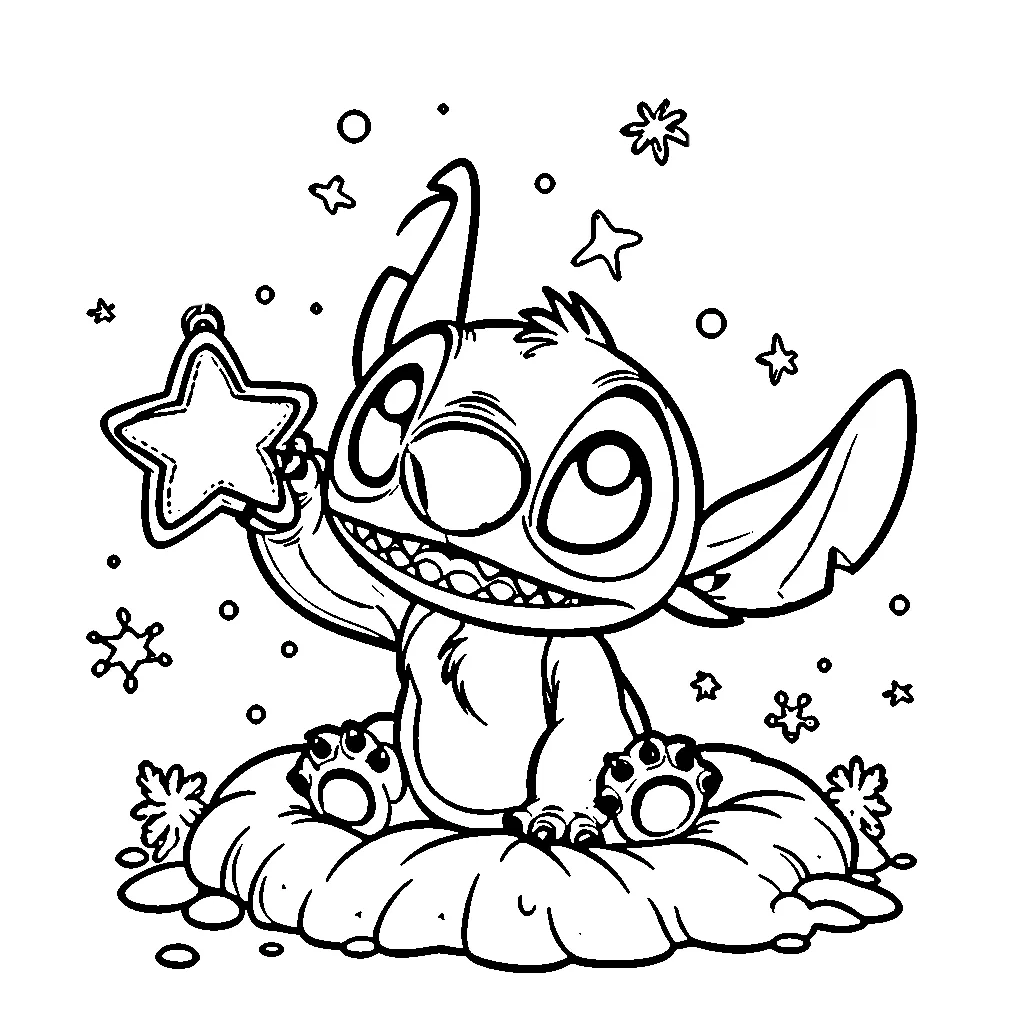 coloriage Nouveaux Stitch à imprimer pour enfant de 12 ans