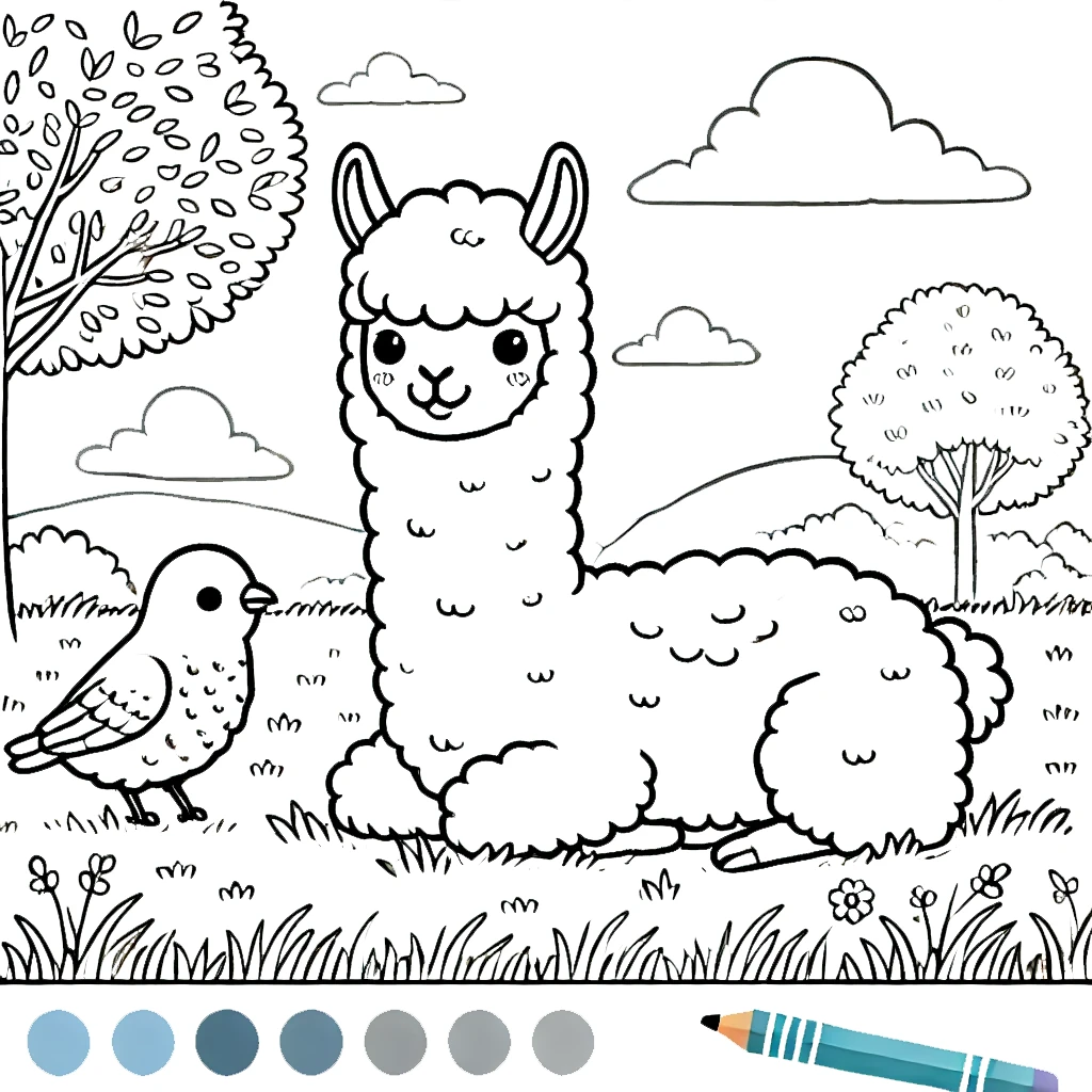 coloriage Alpaga pour enfant de à imprimer