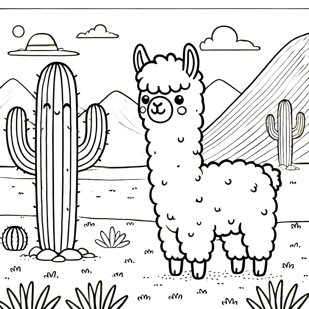 coloriage Alpaga pour enfants à imprimer 1