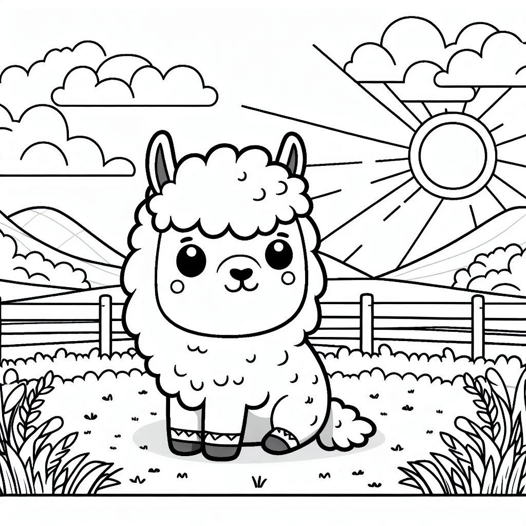 imprimer coloriage Alpaga gratuit