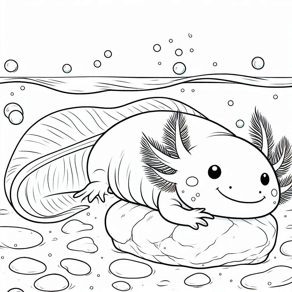 coloriage Axolotl pour enfants à imprimer