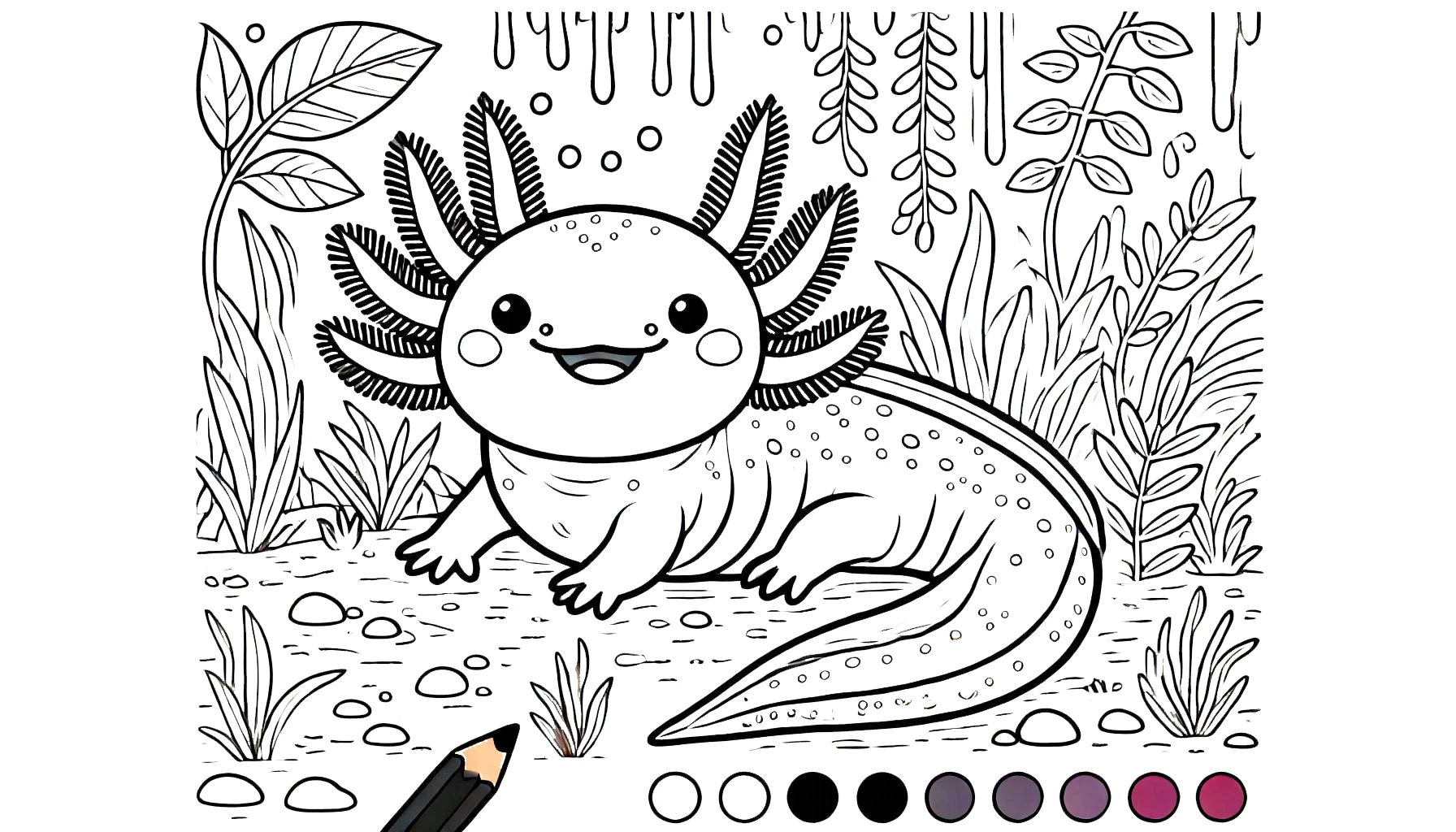 imprimer coloriage Axolotl pour enfant