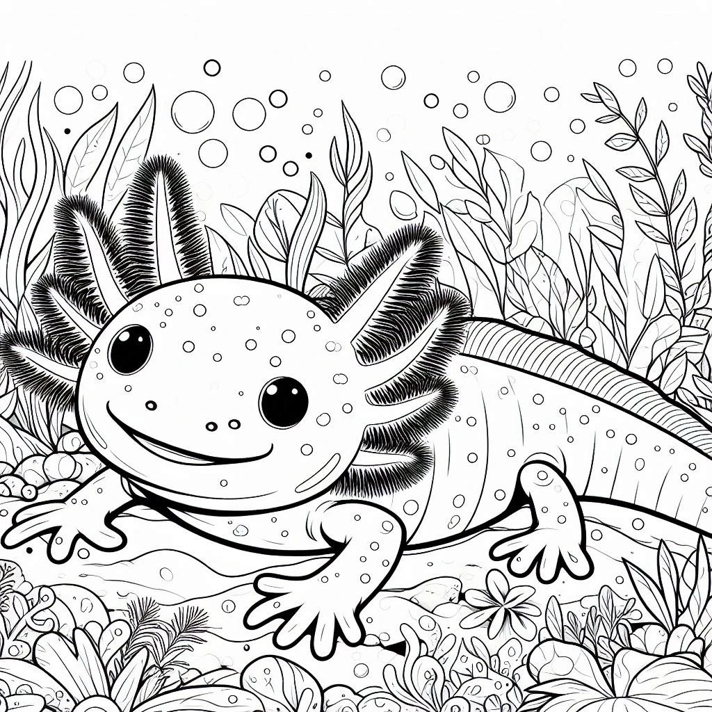 coloriage Axolotl a imprimer gratuitement