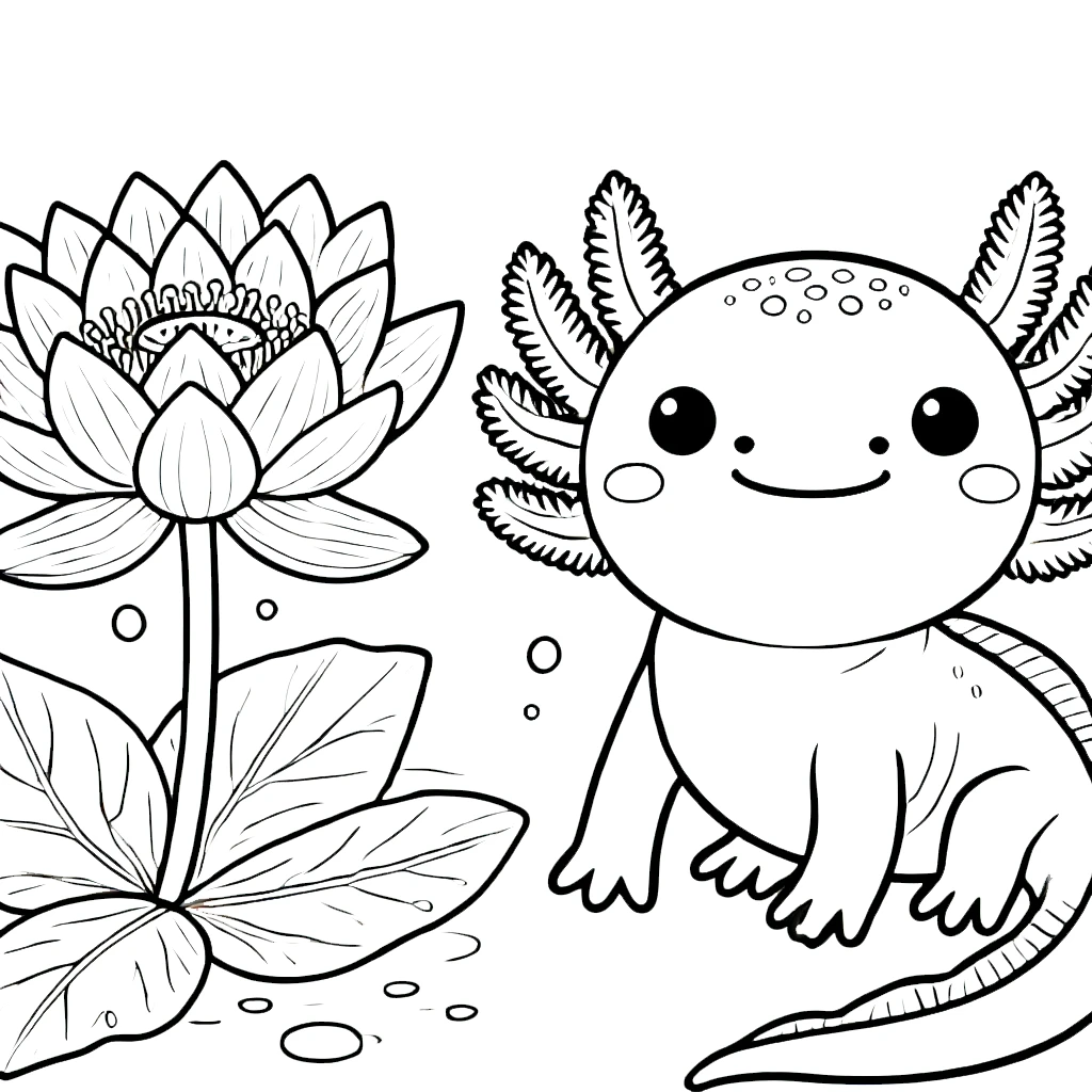 coloriage Axolotl à imprimer pour enfant de 4 ans