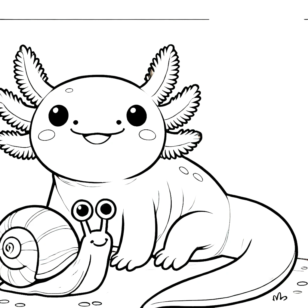 coloriage Axolotl à imprimer pour enfant de 4 ans 1