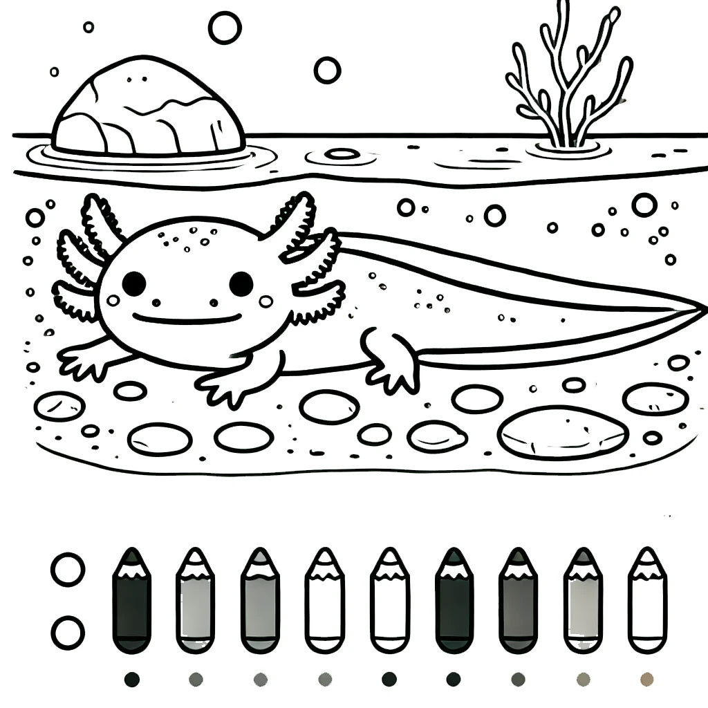 coloriage Axolotl à imprimer kawaii 1