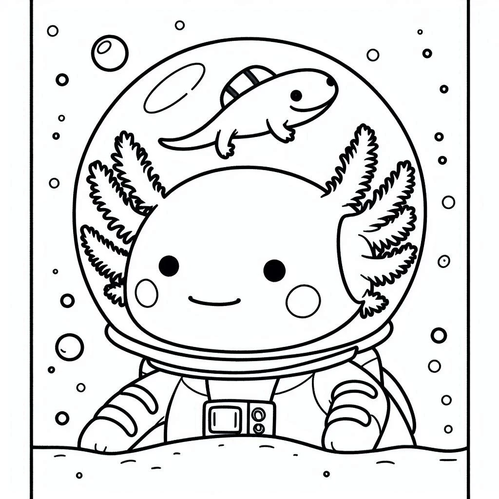 coloriage Axolotl à imprimer kawaii