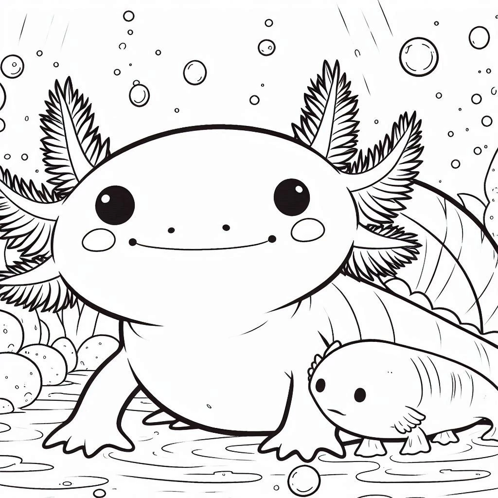 image pour coloriage Axolotl enfant