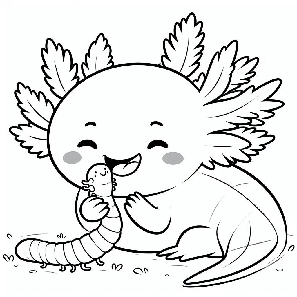 coloriage Axolotl et decoupage a imprimer gratuit