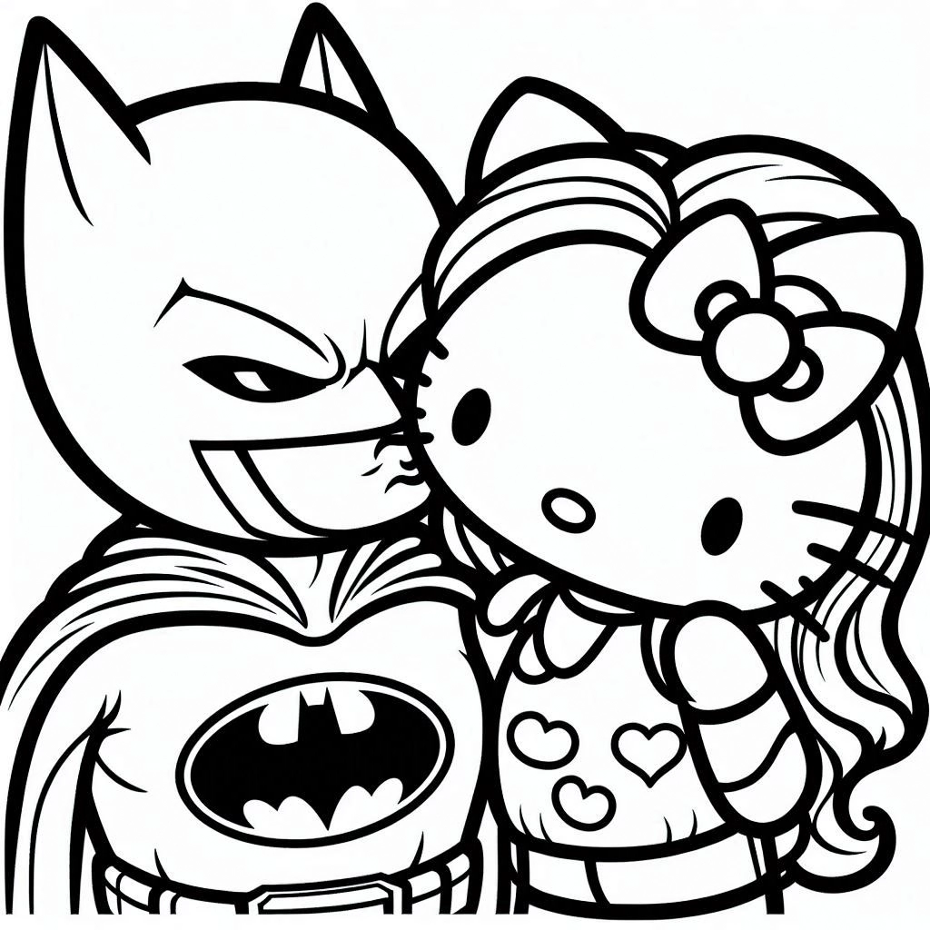 coloriage Batman et Hello Kitty et decoupage