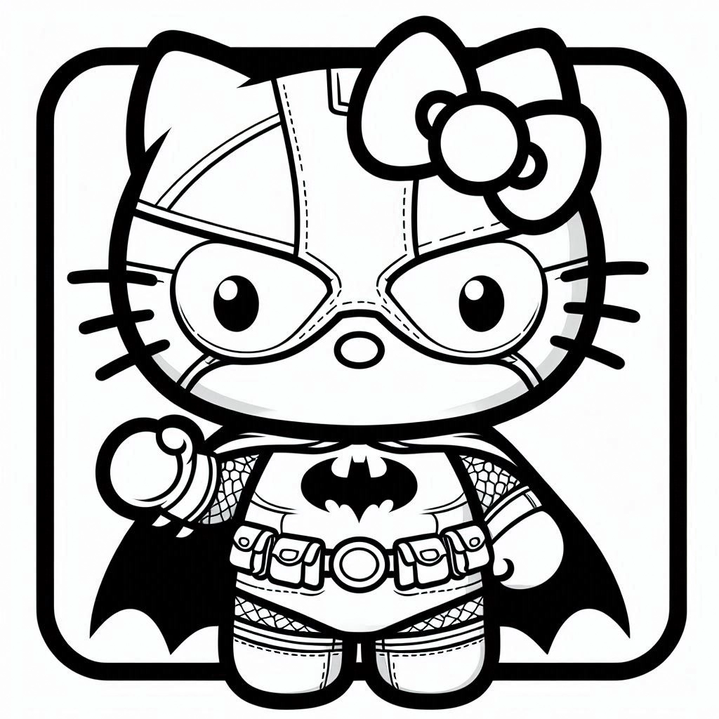 coloriage Batman et Hello Kitty gratuit