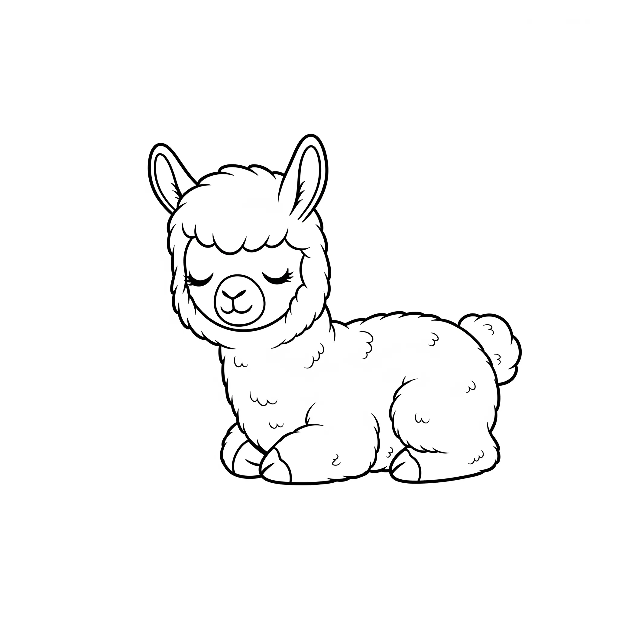 coloriage Bébé Alpaga Dormant pour enfants a imprimer