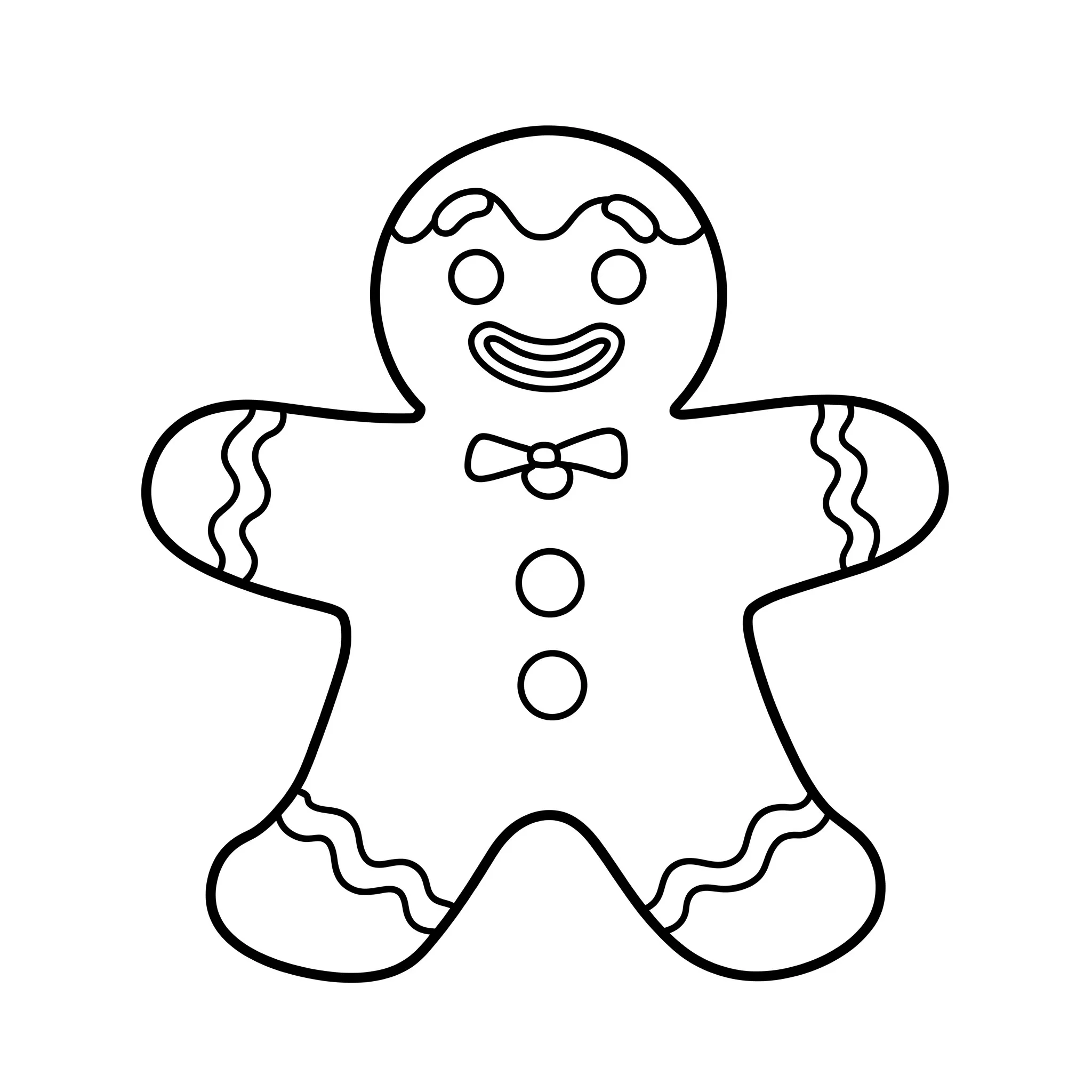 coloriage Bonhomme en pain d’épice avec des décorations simples pour enfant à imprimer