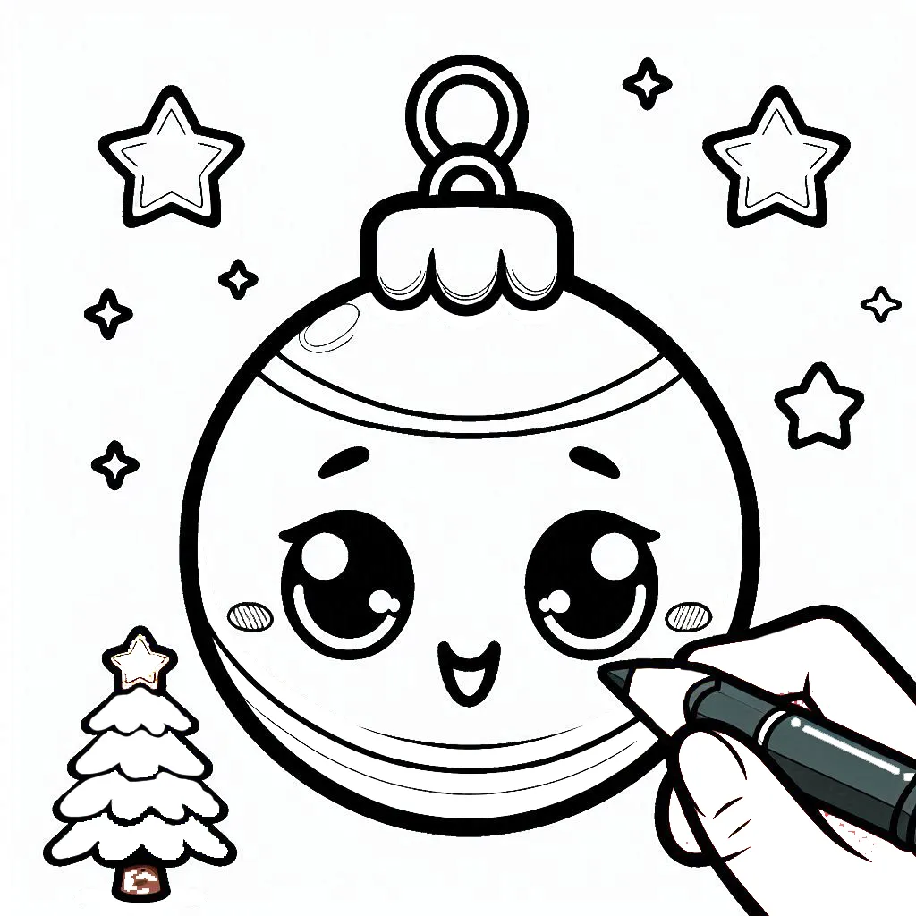 coloriage Boule De Noel à imprimer pour enfant de 2 ans 1