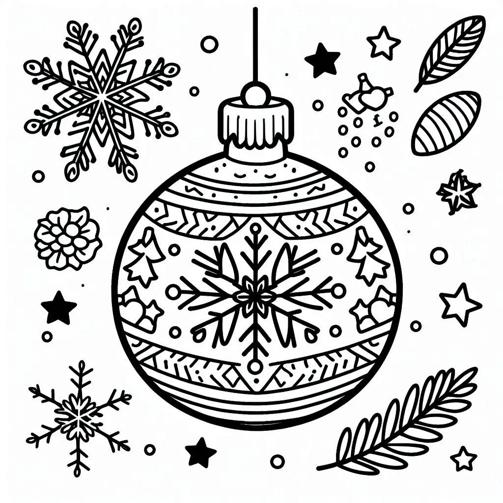 coloriage Boule De Noel et decoupage a imprimer gratuit