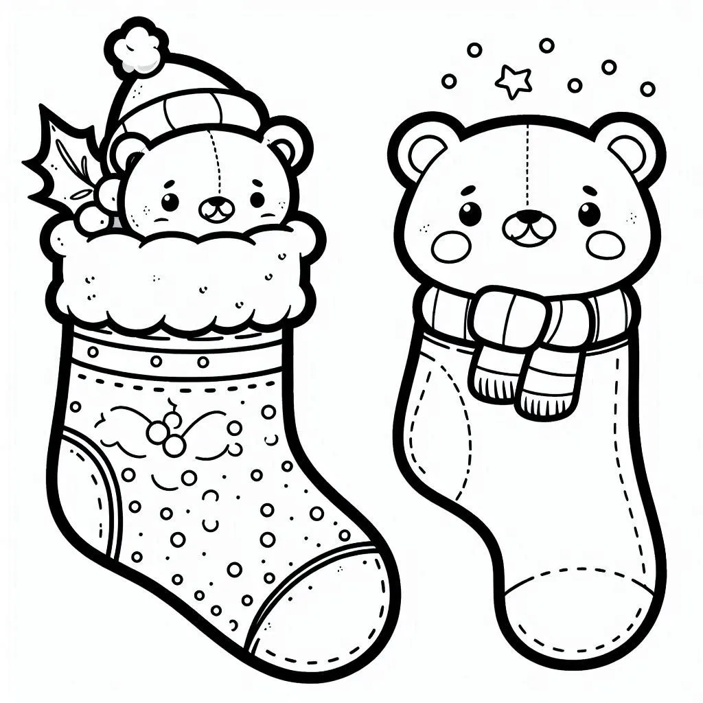 coloriage Chaussette de Noel a imprimer