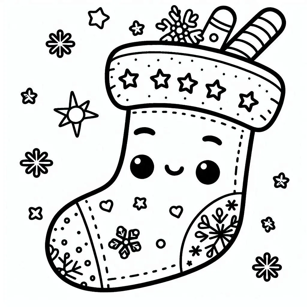 coloriage Chaussette de Noel pour primaire