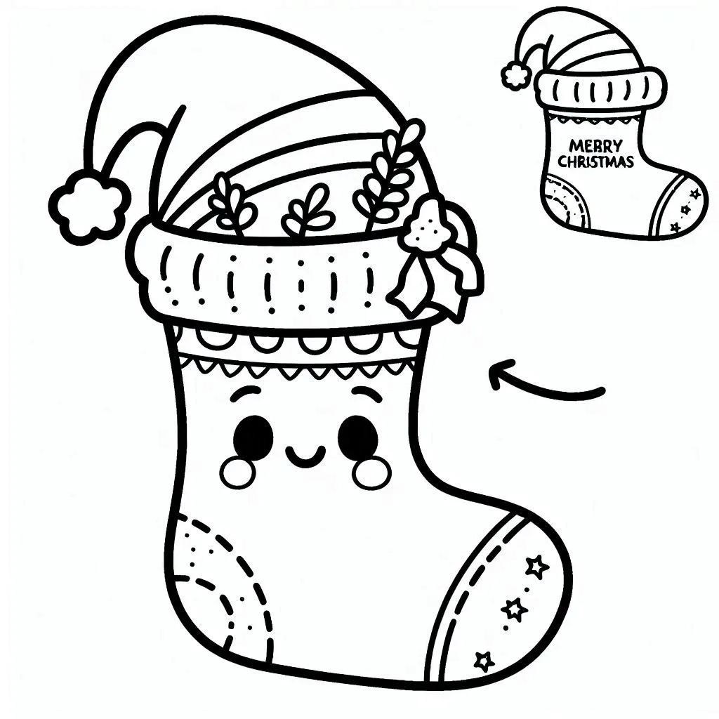 coloriage Chaussette de Noel gratuit à imprimer