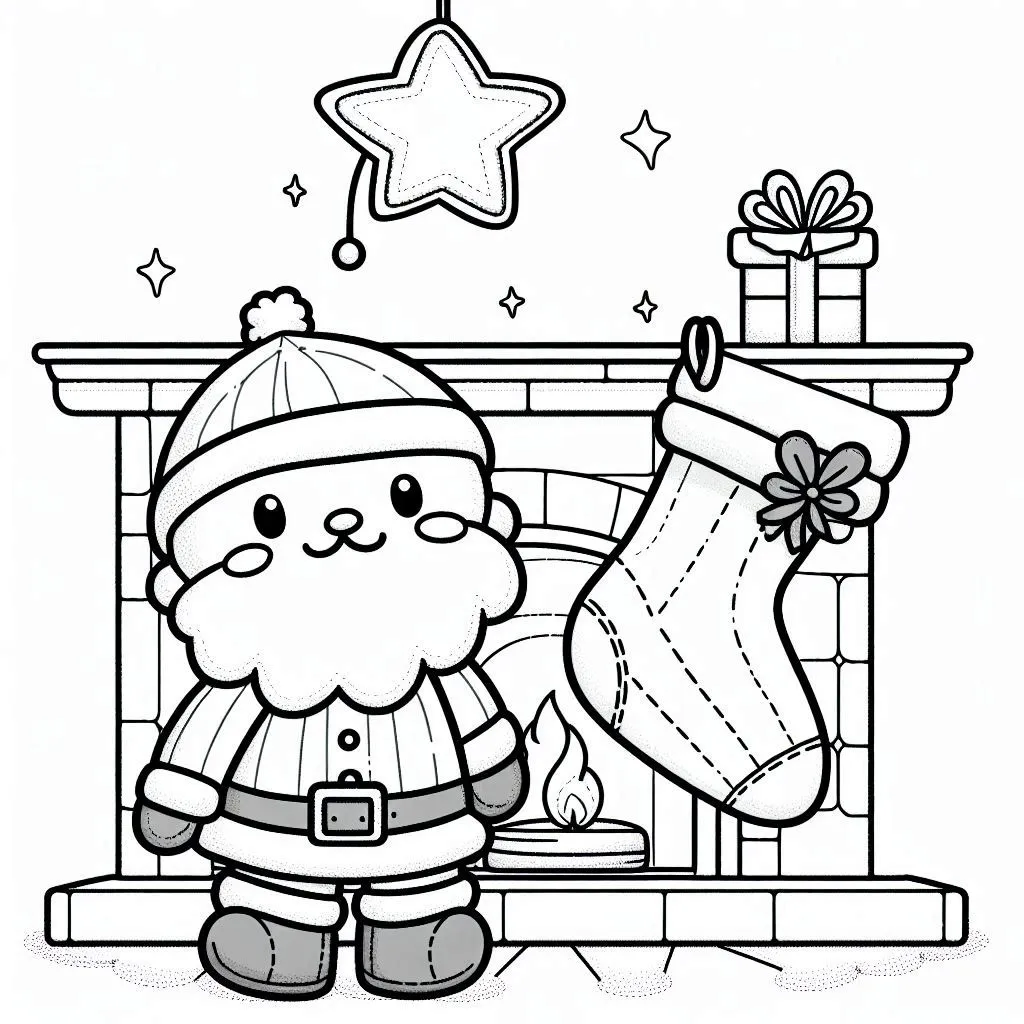 coloriage Chaussette de Noel à imprimer pour enfant de 8 ans