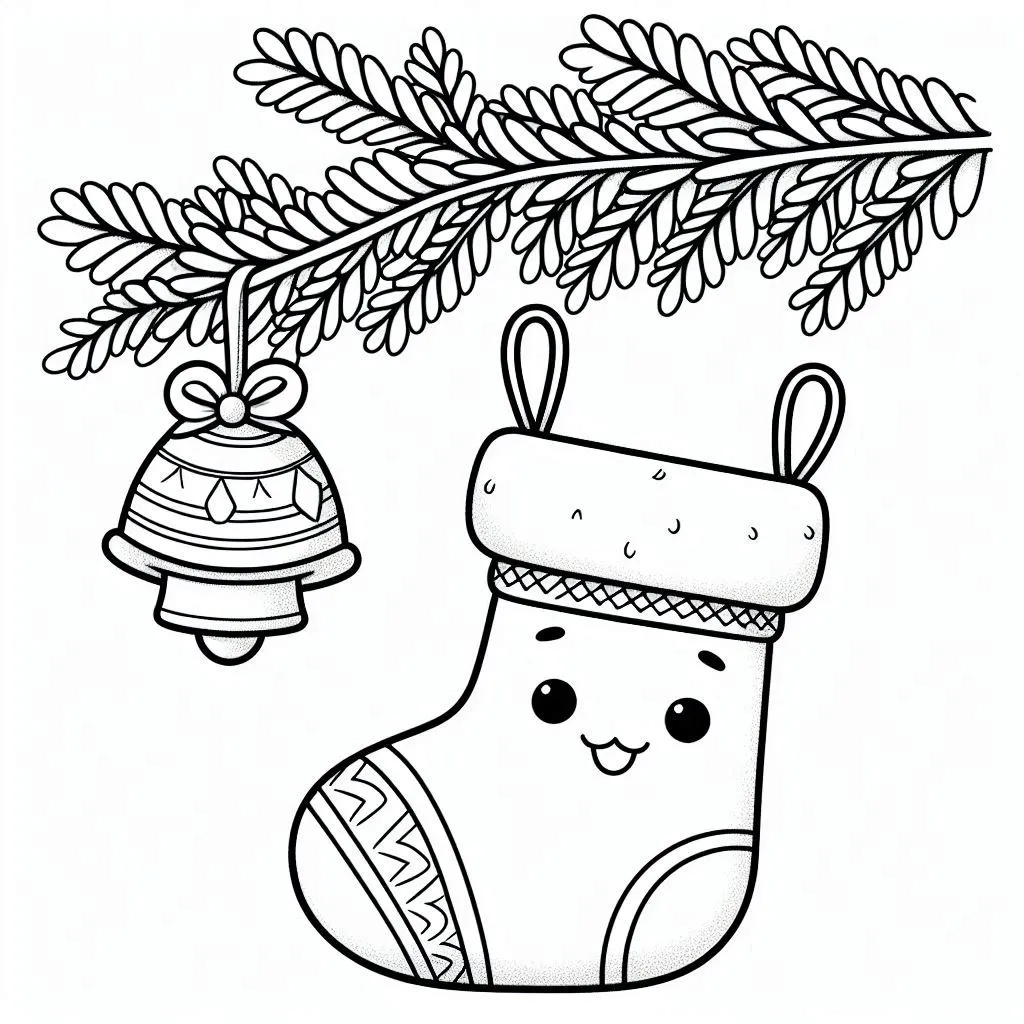 coloriage Chaussette de Noel à imprimer pour enfant de 2 ans