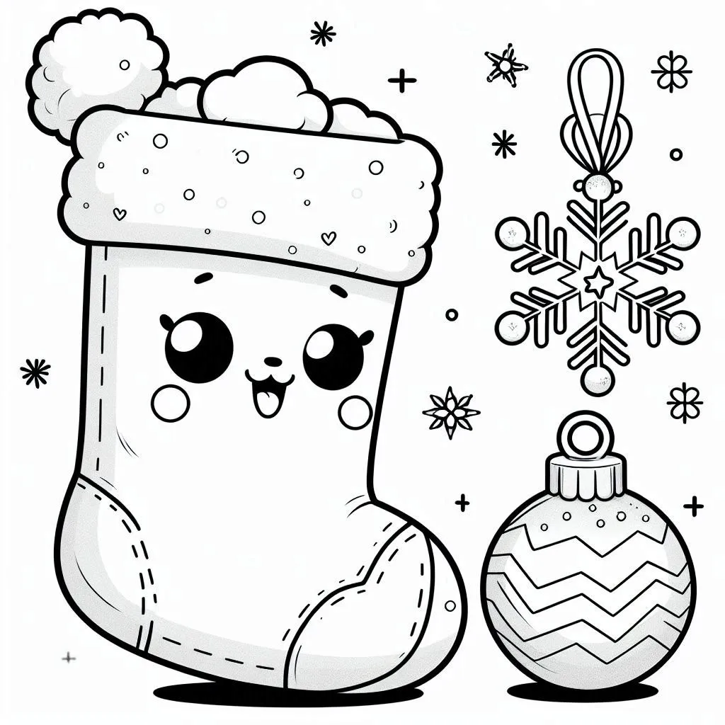 coloriage Chaussette de Noel educatif pour enfant 1