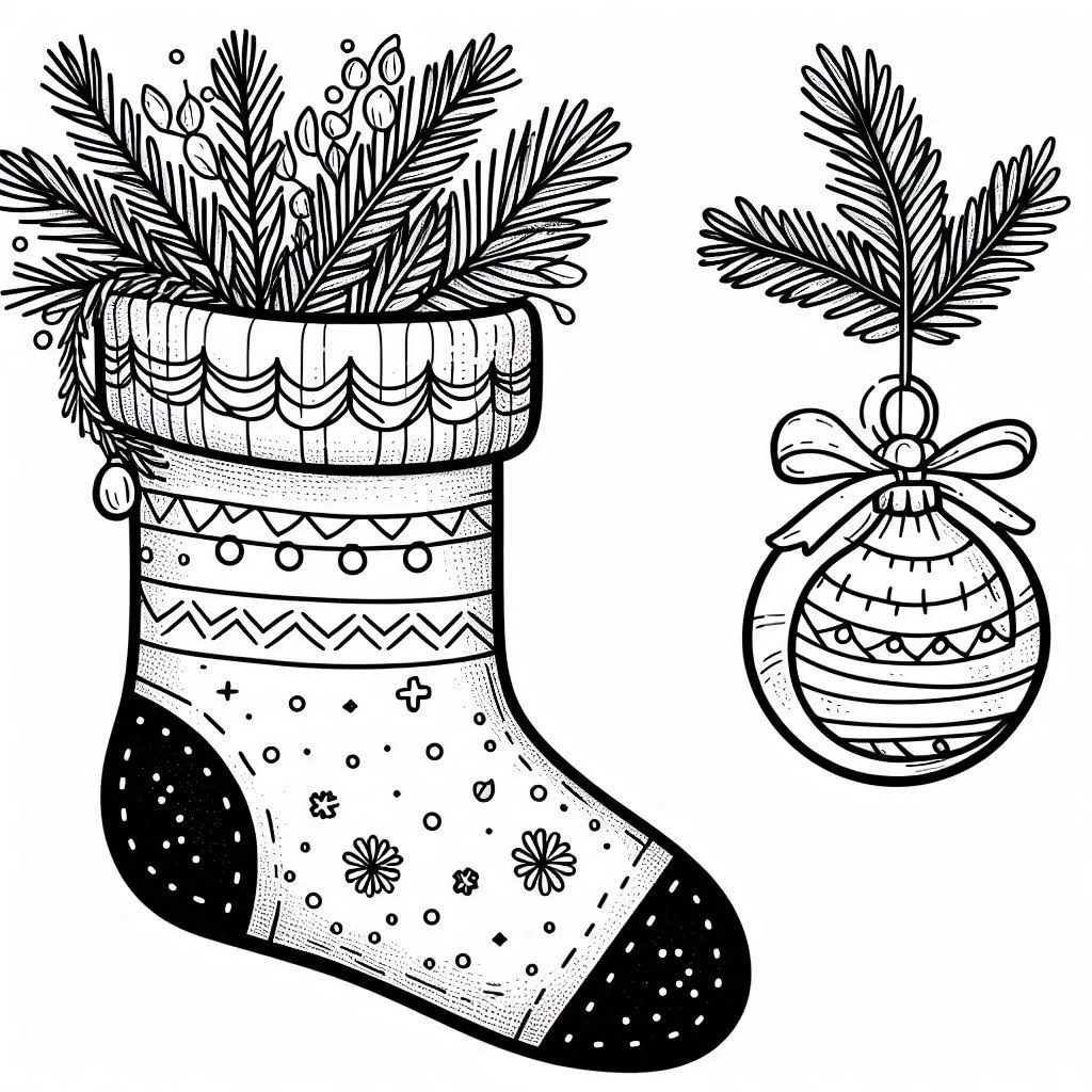 coloriage Chaussette de Noel a imprimer 1