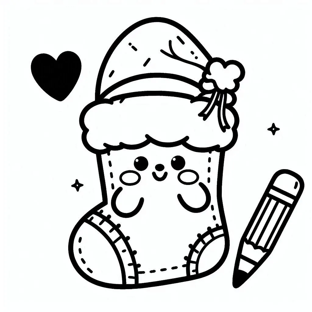 coloriage Chaussette de Noel pour enfants à télécharger