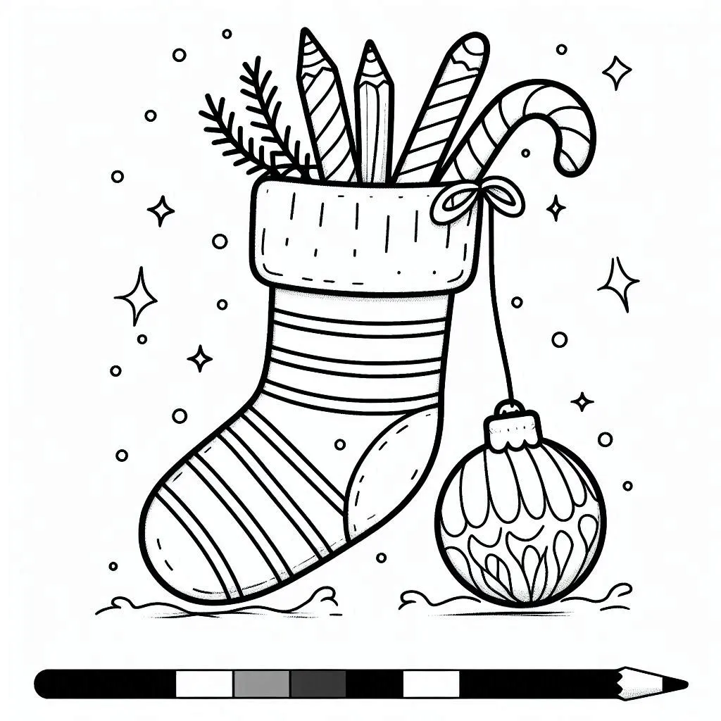 coloriage Chaussette de Noel pour enfants a imprimer