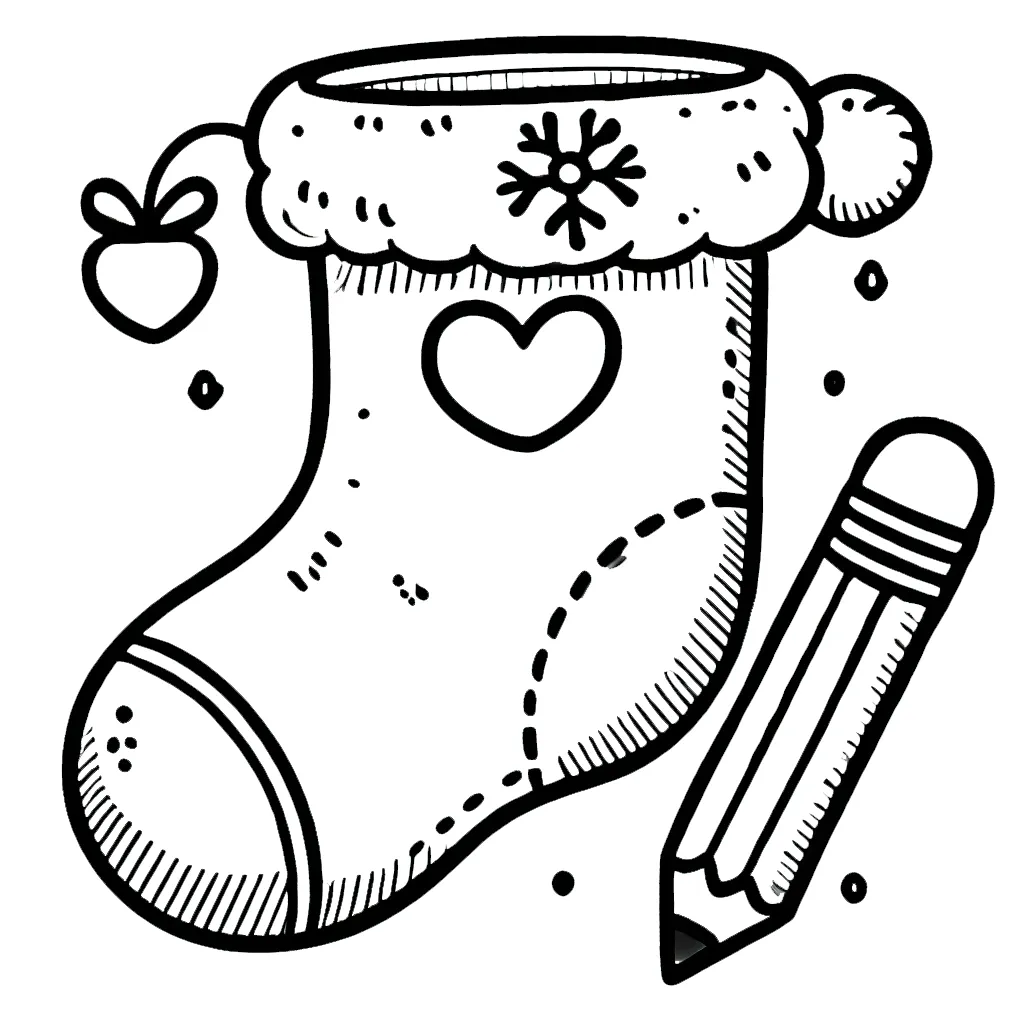 coloriage Chaussette de Noel gratuit à imprimer 1