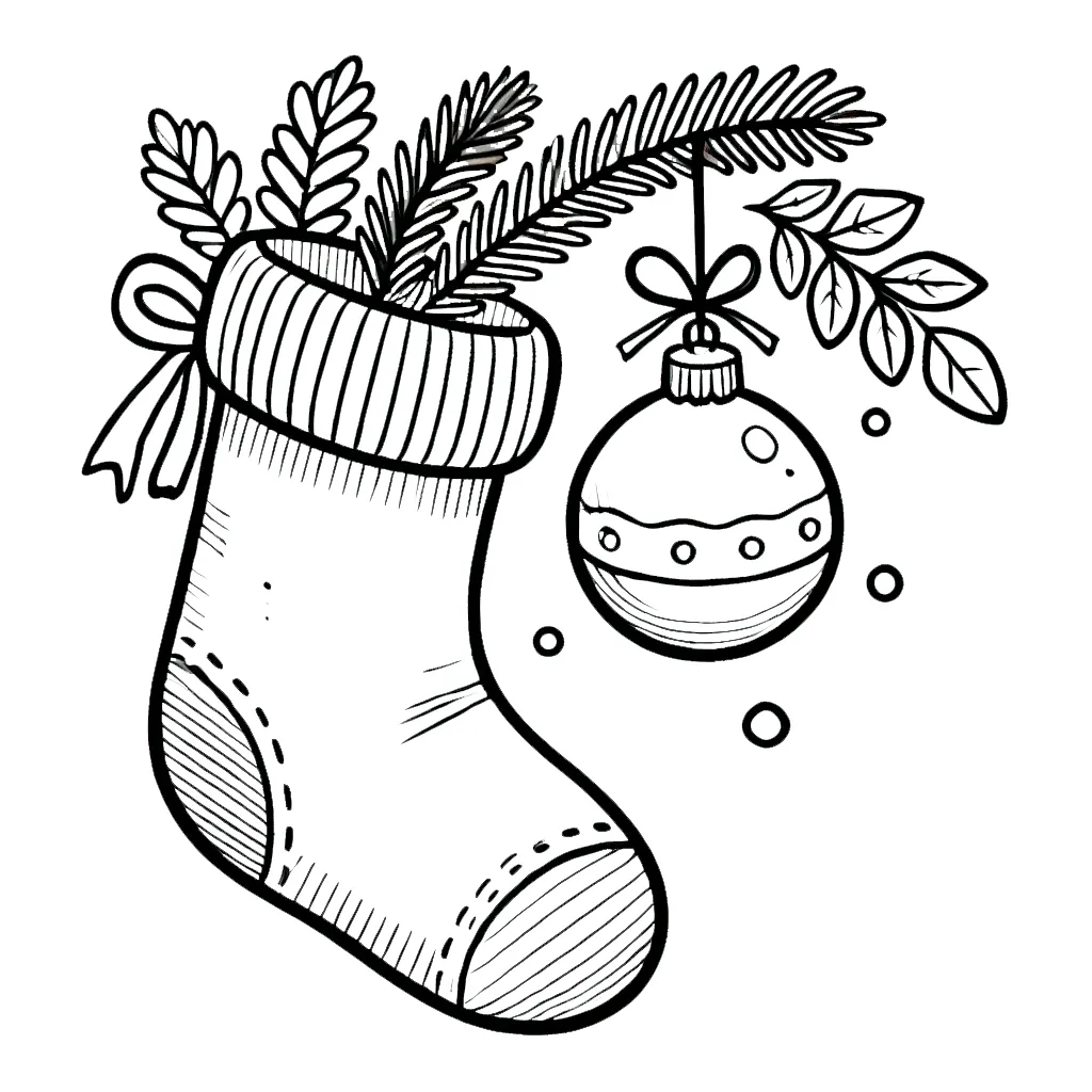 image pour coloriage Chaussette de Noel enfant